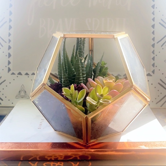 Gold Geometric Succulent Terrarium fake plant hobby lobby decor - Picture 2 of 6